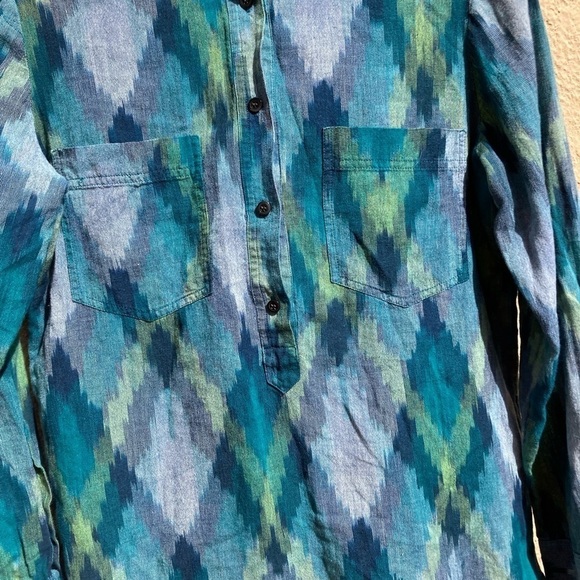 Women's Madewell Multicolor Button-Up Shirt M Pockets Cotton Open Light Vibrant - Picture 13 of 13